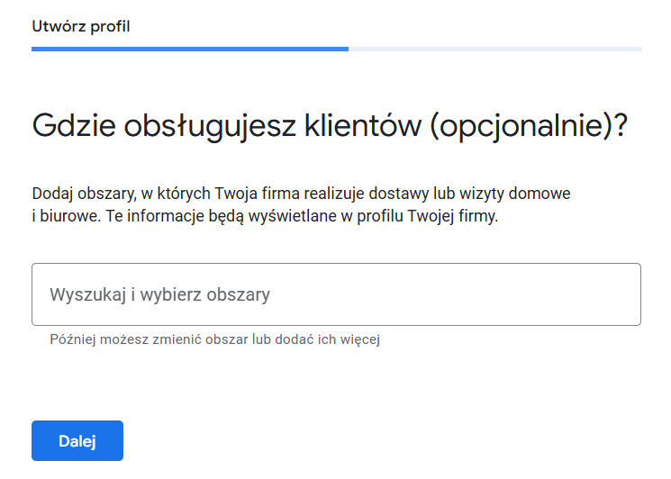 Zakładanie Profilu Firmy w Google - krok 5